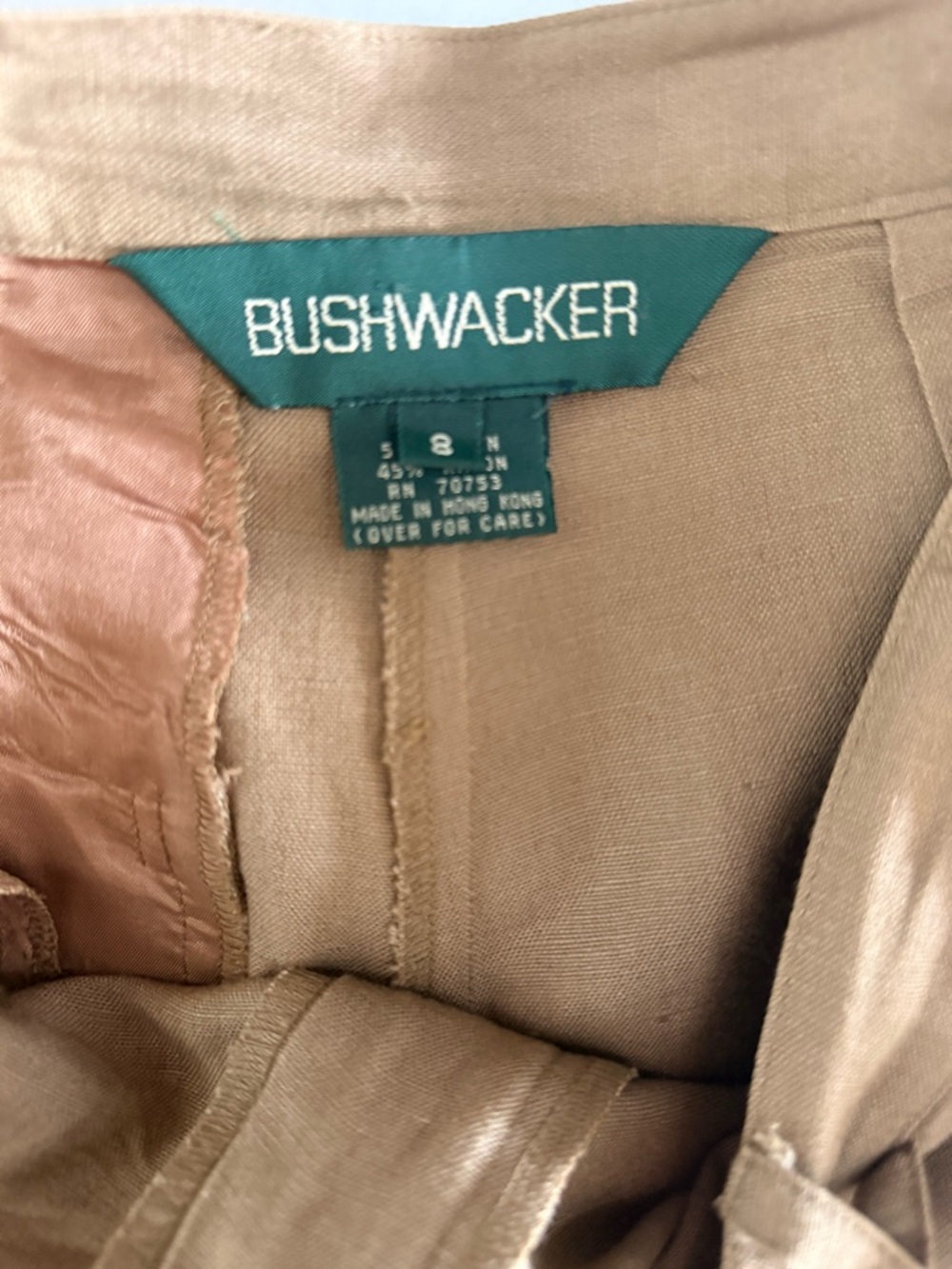 Vintage beige linen pants with a straight cut design and front folds size 8 - Picture 2 of 3